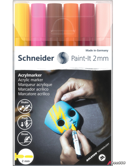Набор маркеров акриловых Schneider "Paint-it 310", 2мм, ассорти, 6шт. 120197