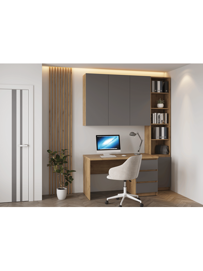 Бостон стол письменный Дуб Крафт золотой/Серый шифер