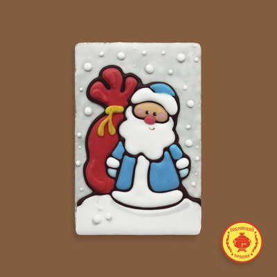 Пряник в шоколаде "Дед мороз на снегу с подарком", 130 грамм