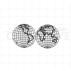 Штамп для скрапбукинга карта мира, два полушария