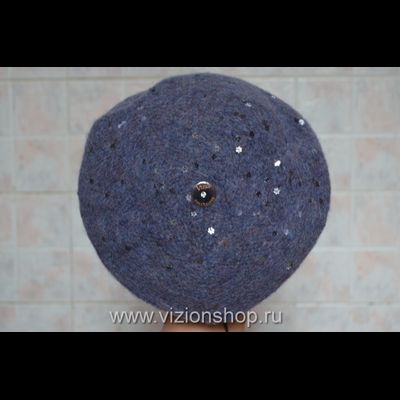 Новый берет женский зима 2017 - 2018 Vizio Италия 5841 вязаный голубой