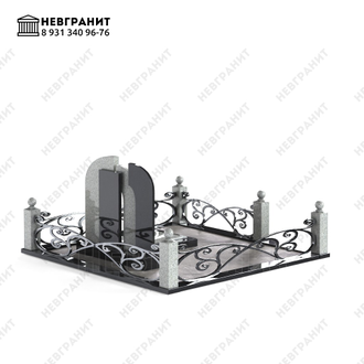 Гранитный комплекс 33 ограда на могилу комбинированная