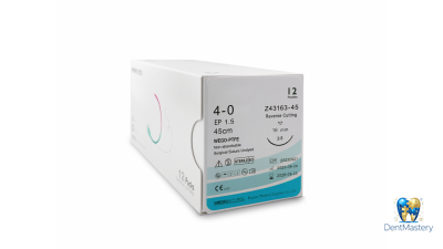 Мононить хирургическая WEGO PTFE USP 4-0, обратно-режущая игла 3/8 16 мм, 45 см (артикул Z43163-45) — нерассасывающийся шовный материал PTFE