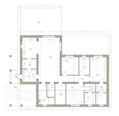 Одноэтажный дом с тремя спальнями 140м² (S110)