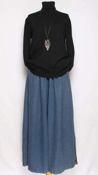 Свитер "ГЛАДКИЙ С ДЛИННЫМ РУКАВОМ " 7802  бордовый, джинс, черный, т.синий, голубой р.48-52