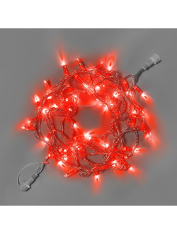 Гирлянда Нить 24В красный свет, 10м, 100 LED, соединяемая, с мерцанием, 24V, IP65, прозрачный