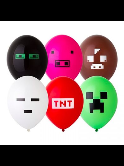 Воздушные шары с гелием "Пиксели Ассорти" 30см