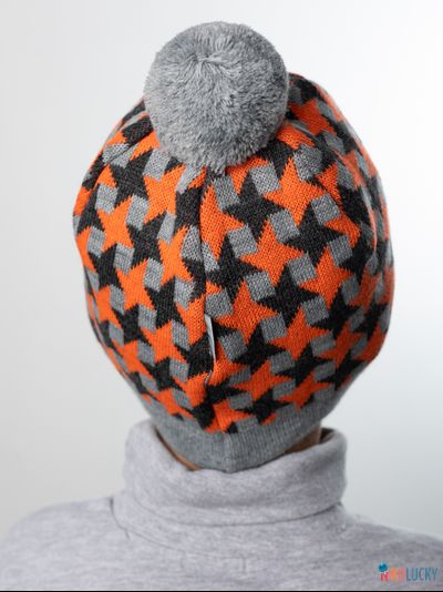 Шапка  21201-07, цвет серый,оранжевый р. 54-56