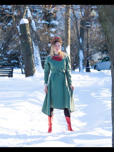 "Донское" базовое платье - укороченное, 100% крапива