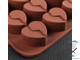 Форма для льда и кондитерских украшений «Сердце», 21×10 см, 15 ячеек, цвет шоколадный