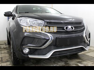 Защита радиатора Lada Xray Cross 2018- (2 части) black низ
