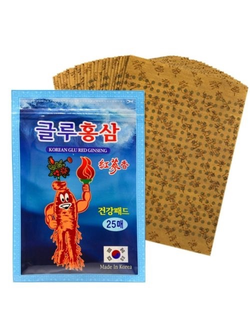 White Wolsy Korean Glu Red Ginseng Пластыри от боли с красным женьшенем 25шт