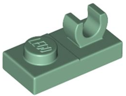 Plate, Modified 1 x 2 with Open O Clip on Top, Sand Green (44861 / 6360075)