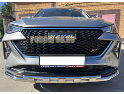 Защита переднего бампера двойная с подгибами с перемычками d60/42 для Haval F7 (2022-...)