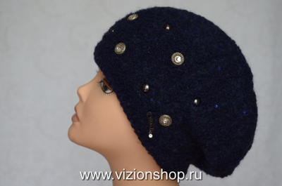 Женский берет Италия Vizio 6405 зима 2019 -2020 синий