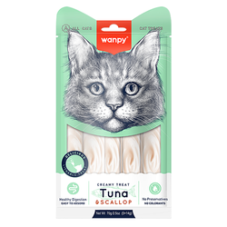Wanpy Cat (Ванпи кэт) Лакомство для кошек «нежное пюре» из Тунца и гребешка, 70 г