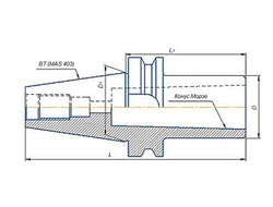 Втулка переходная с хвостовиком 7:24-ВТ30 (MAS403) на КМ2х 60мм для станков с ЧПУ со сквозным отверстием для конц. фрез
