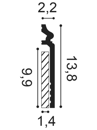 Плинтус ORAC Decor SX186, дюрополимерный, влагостойкий, ударопрочный, под покраску, длина 2 метра