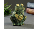 Лягушка из цветов" зеленая с позолотой, 12х9х8см,