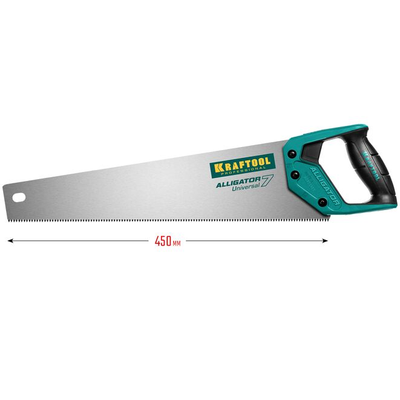 Ножовка KRAFTOOL Alligator 7 универсальная, 450 мм, 7 TPI, 3D зуб, (15004-45_z01)