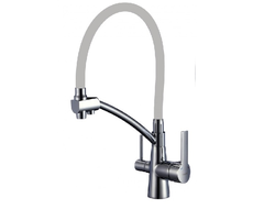 S-L1805L-04 Смеситель для кухонной мойки под фильтр питьевой воды, сатин(матовый)+серый, SAVOL *