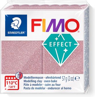 полимерная глина Fimo effect, цвет-glitter rose gold 8010-212 (розовое золото с глиттером), вес-57 грамм