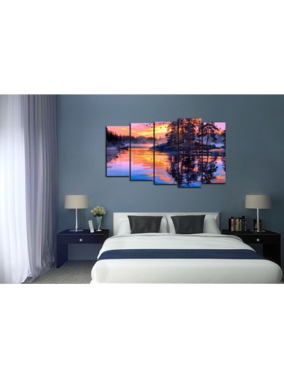 Модульная картина "Рассвет над тайгой"