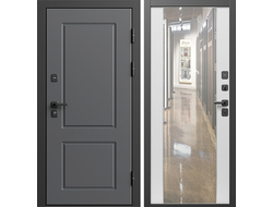 Дверь металлическая Верона Black с белым зеркалом