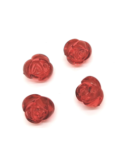 Бусины пластиковые фигурные, 12 мм розочки красные