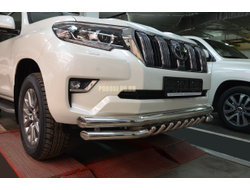 Защита переднего бампера тройная с защитой акула d76/60/42 для Toyota Land Cruiser Prado 150 (2017-...)