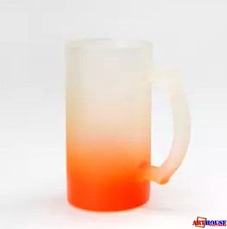 Кружка 500мл пивная стеклянная матовая (оранжевая)