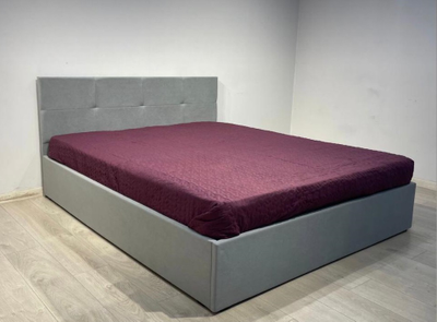 КР 4 Кровать двойная 1,6*2,0  (1600*900*2000) Серый велюр (с основанием)