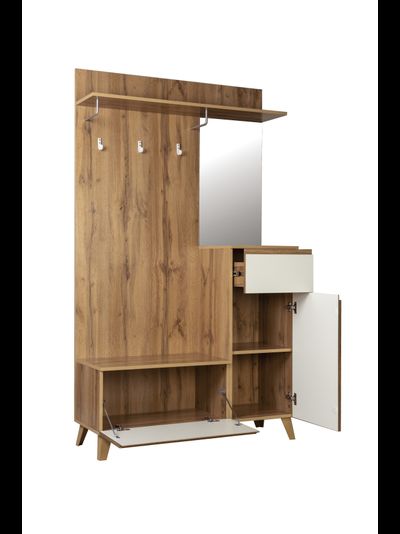 Авалон 53.11 Шкаф для прихожей (с зеркалом) Дуб вотан/Белый