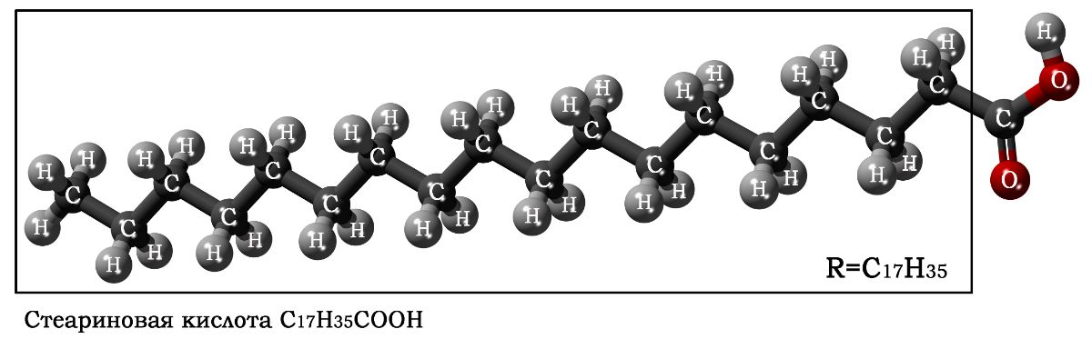 Шаростержневая модель стеариновой кислоты