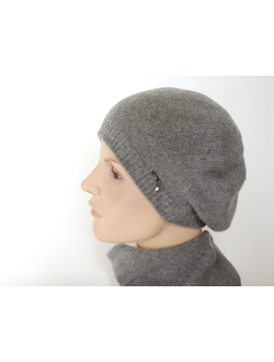 Вязаный берет из кашемира Vizio Италия 9000 В серый фото