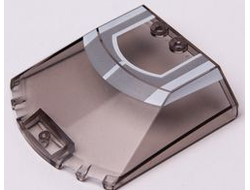 Windscreen 6 x 6 x 1 1/3 Straight Sides with Light Bluish Gray Roof with White Stripes Pattern, Trans-Brown (Old Trans-Black) (65633pb03 / 6323888)