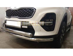 Защита переднего бампера d60/75x42овал для Kia Sportage (2018-2021)