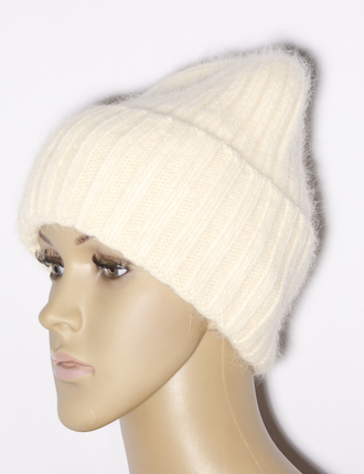 Екатеринбург. Шапка женская Ангора "Резинка широкая" 11603 на велюре белая, молочная