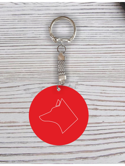 Брелок с гравировкой красный талисман собака №91