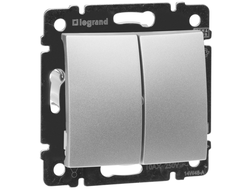 Legrand 770105, Valena Выключатель двухклавишный, алюминий
