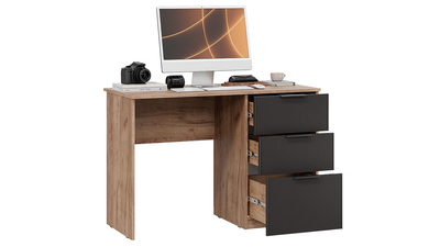 Стол письменный Графит Дуб Крафт Табачный/Холст Вулкан