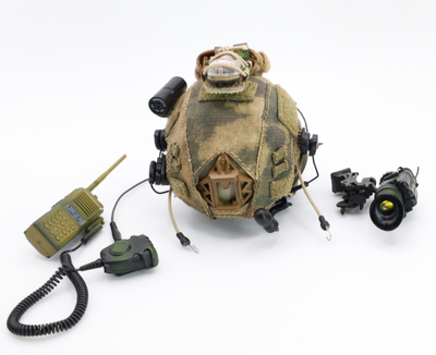 Шлем Fast с ПНВ, наушниками и радиостанцией в масштабе 1/6 (78097) - Damtoys