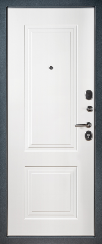 Металлическая входная дверь "Кантата" Букле серый / белый матовый