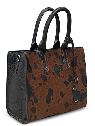 (АРТИКУЛ: 9727) СУМКА ЖЕНСКАЯ СРЕДНЕГО РАЗМЕРА, НАТУРАЛЬНАЯ КОЖА, КОМБИНИРОВАННАЯ, ЧЕРНАЯ/ КОРИЧНЕВЫЙ МЕХ, С ПЛЕЧЕВЫМ РЕМНЕМ