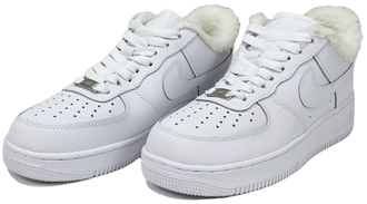 Nike Air Force 1 Low All White с мехом