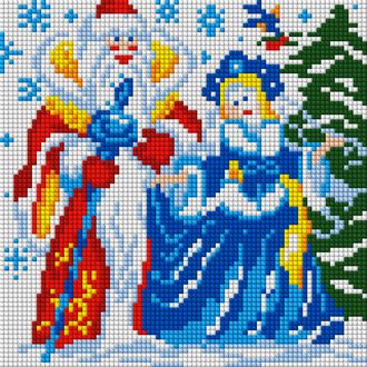 Мини набор Алмазной мозаики Дед Мороз и Снегурочка-20х20см.