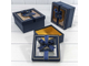 Коробка подарочная с окном и бантиком (тем. синяя), 17*17*8см