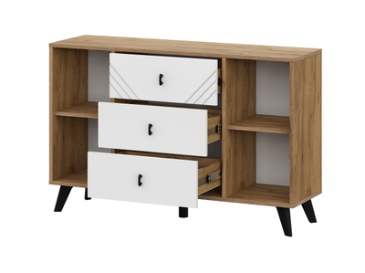 Байкал Комод 3 ящика двухстворчатый Дуб Золотой/Белый матовый