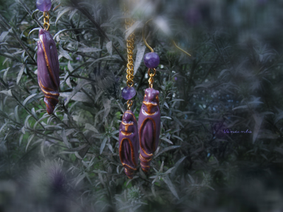 Фарфоровый комплект украшений "Тайна Восточной Колдуньи" с натуральными аметистами