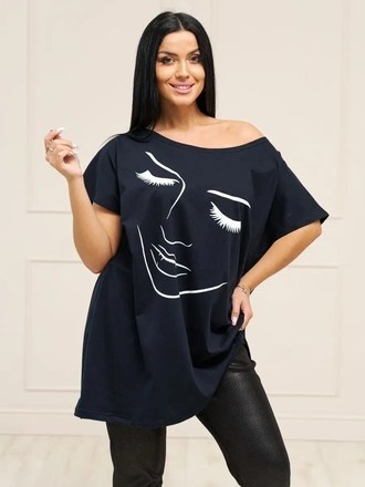 Летняя женская футболка Арт. 7512-3883 (цвет темно-синий) Размеры 62-74